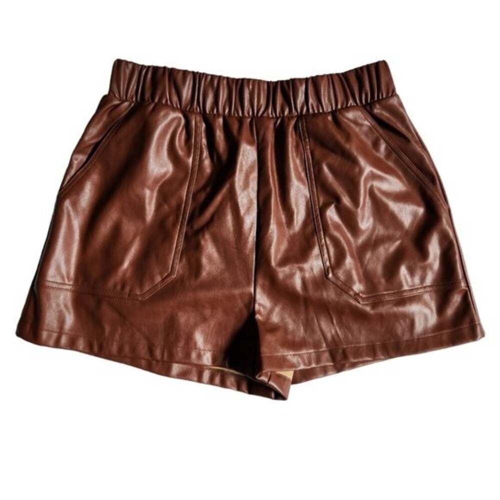 BB Dakota By Steve Madden Women's Faux The Record Cognac Leather Shorts L